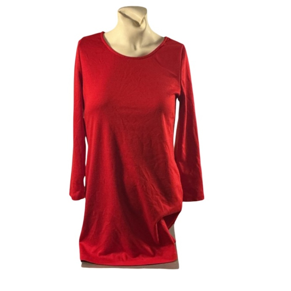 Sequin Hearts Red Scoop Neck Long Sleeve Top